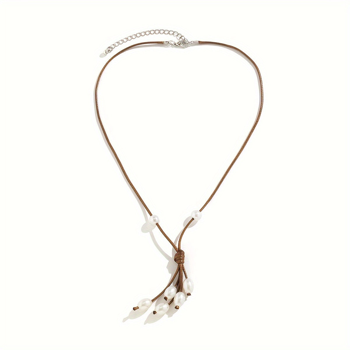 Stylish Leather Imitation Pearl Necklace Cute Artificial Pearl Choker Necklace For Women