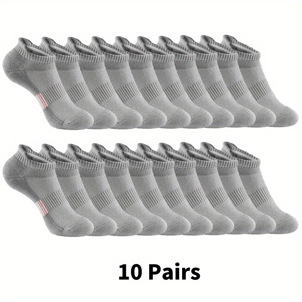 3/6/10 Pairs Outdoor Sports Socks, Women's Athletic Running Comfort Running Socks Cushioned Low Cut Socks