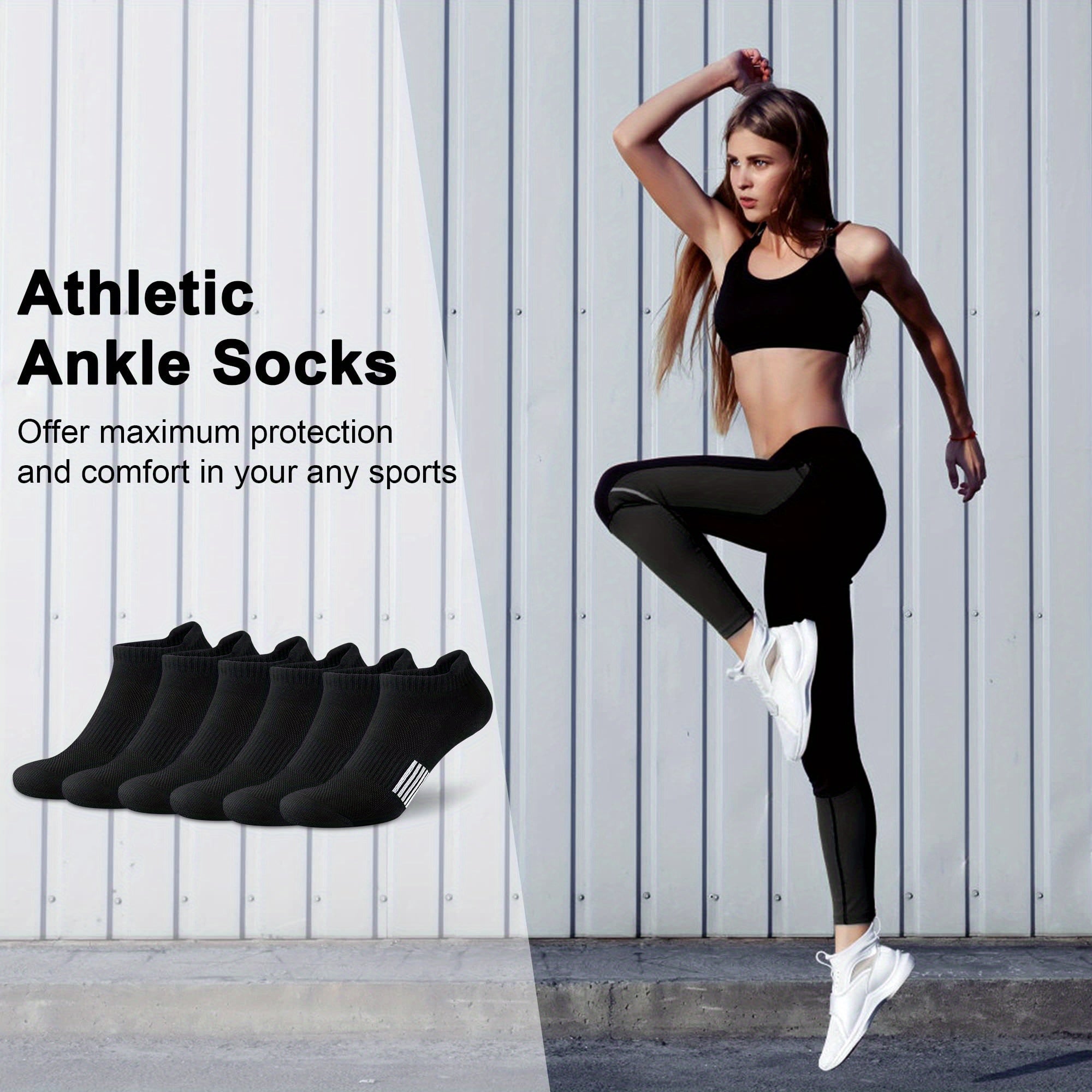 3/6/10 Pairs Outdoor Sports Socks, Women's Athletic Running Comfort Running Socks Cushioned Low Cut Socks