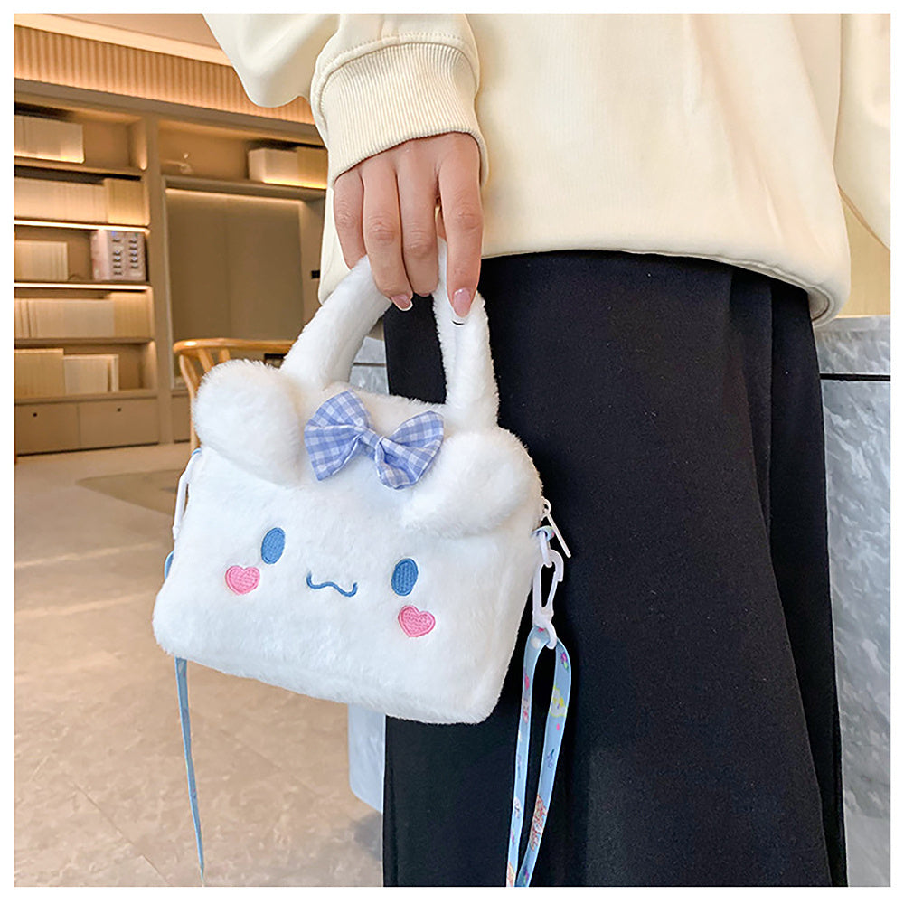 Sanrio Plush Tote Bag, Kawaii Kuromi Cinnamoroll Melody Cartoon Anime Handbag,