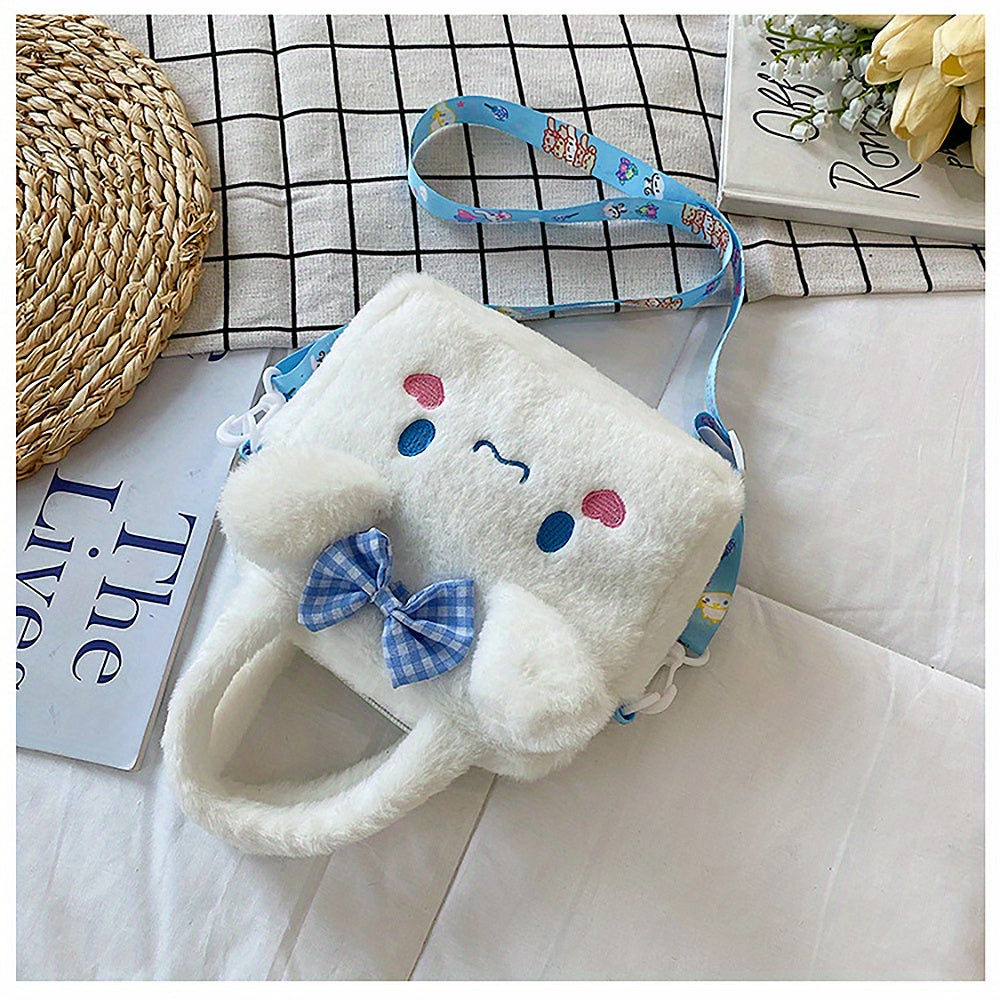 Sanrio Plush Tote Bag, Kawaii Kuromi Cinnamoroll Melody Cartoon Anime Handbag,