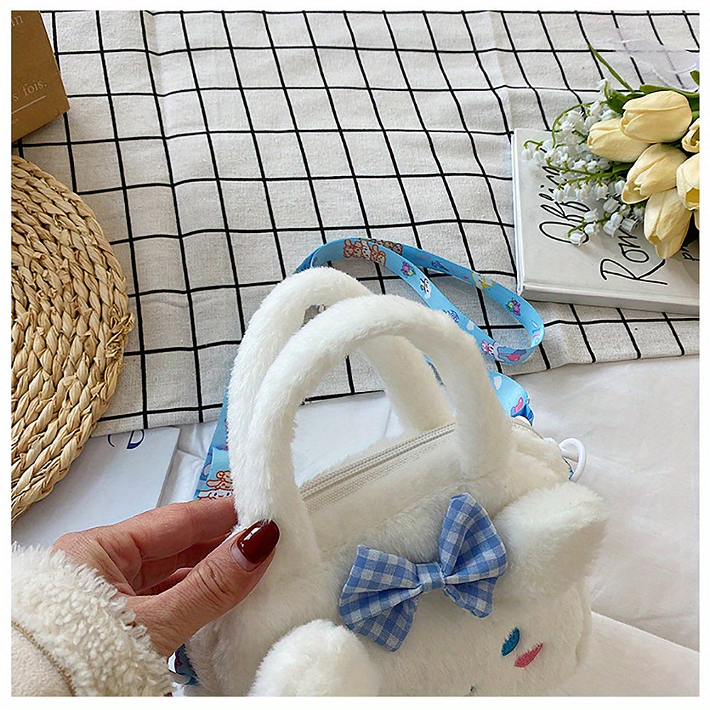 Sanrio Plush Tote Bag, Kawaii Kuromi Cinnamoroll Melody Cartoon Anime Handbag,
