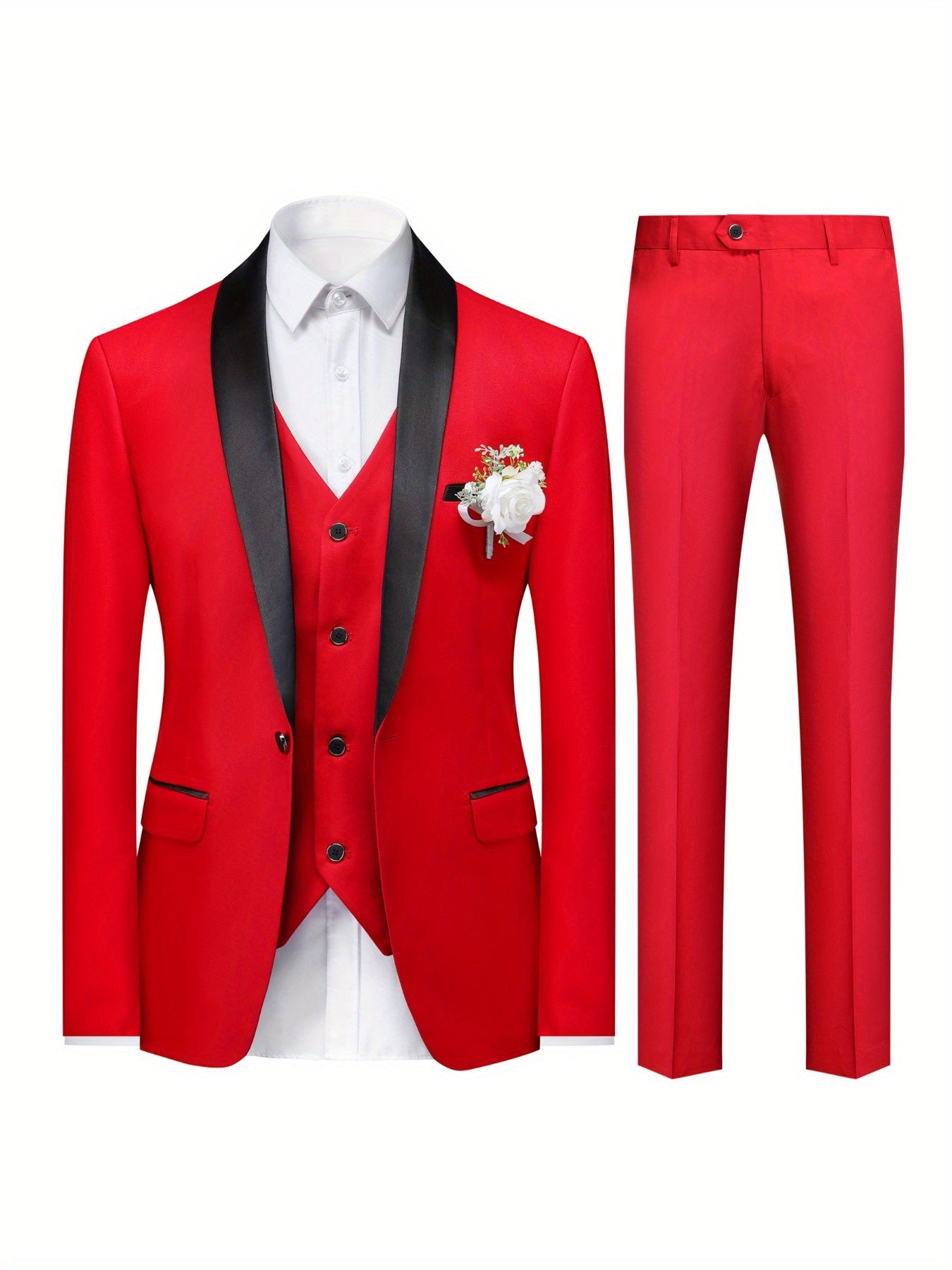 3-Piece Men's Suit Set - Single-Breasted Blazer.