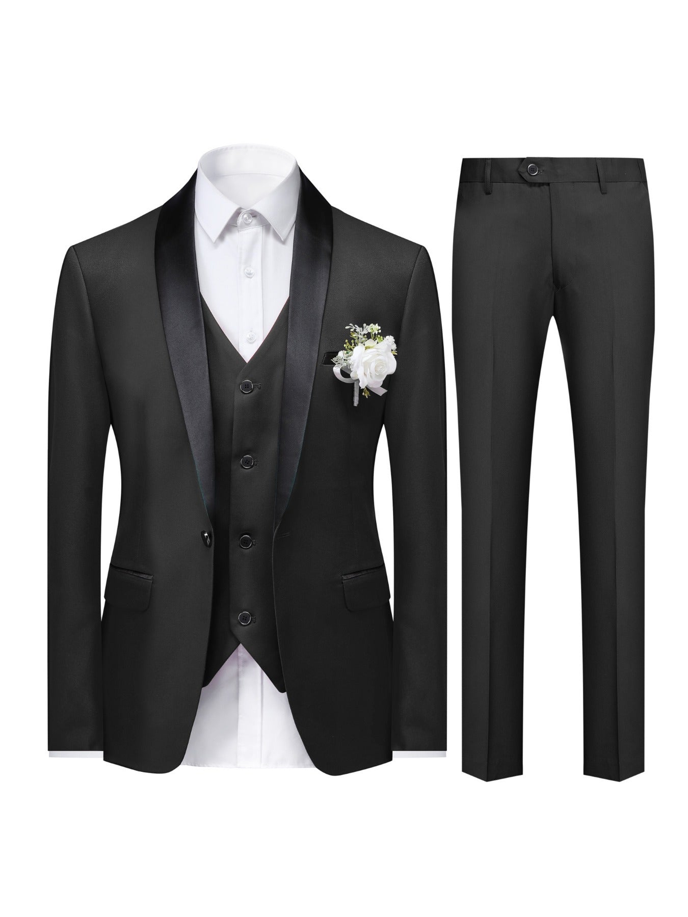 3-Piece Men's Suit Set - Single-Breasted Blazer.
