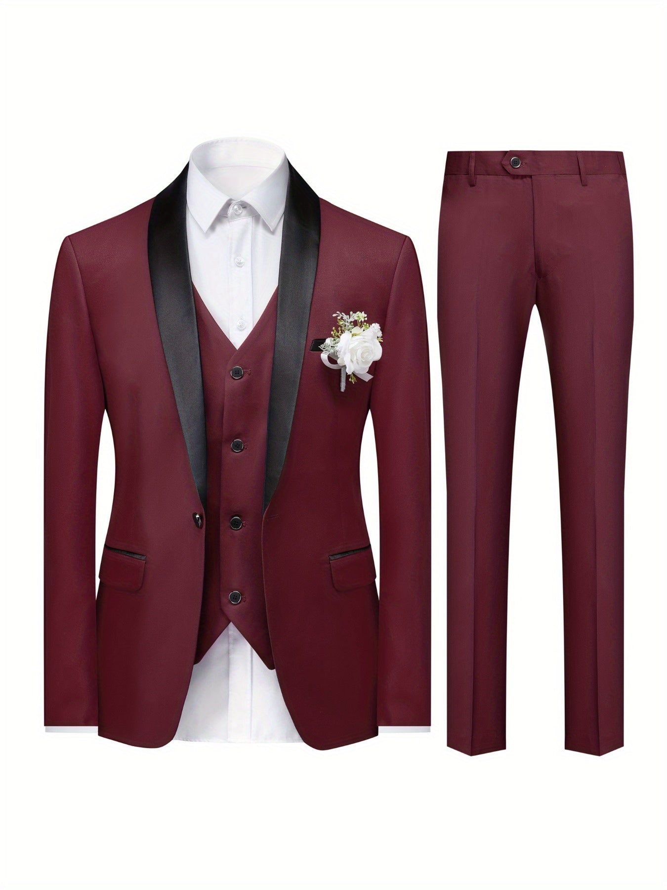 3-Piece Men's Suit Set - Single-Breasted Blazer.