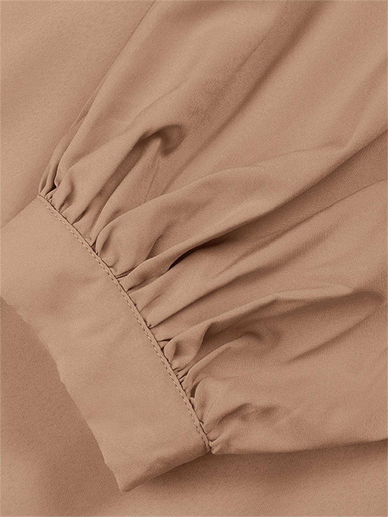 Lantern Sleeve Tie Waist Abaya, Elegant Crew Neck Dress, Women's Clothing./MH