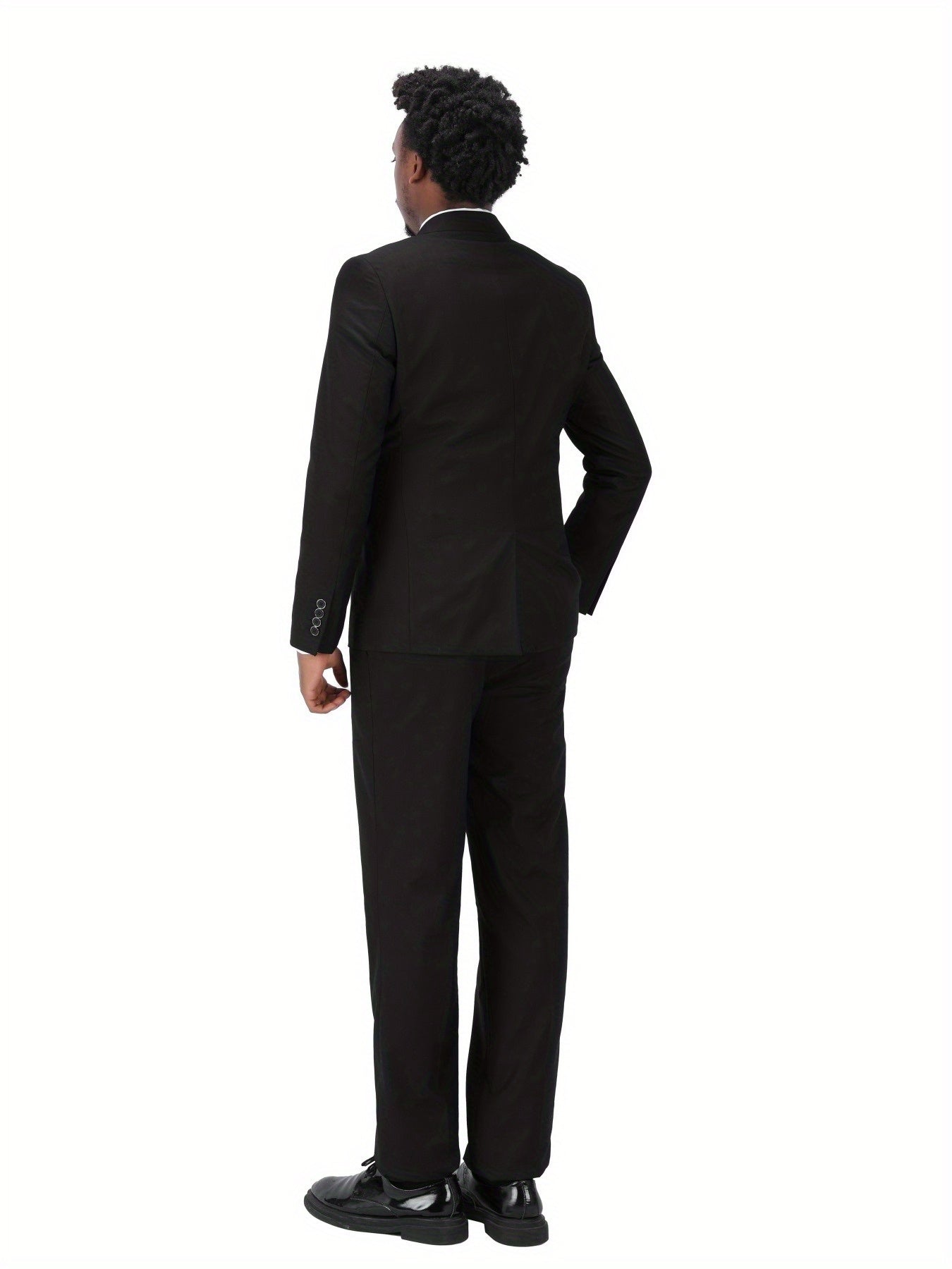 3-Piece Men's Classic Solid Dress Suit Set, One-Button Blazer Jacket.