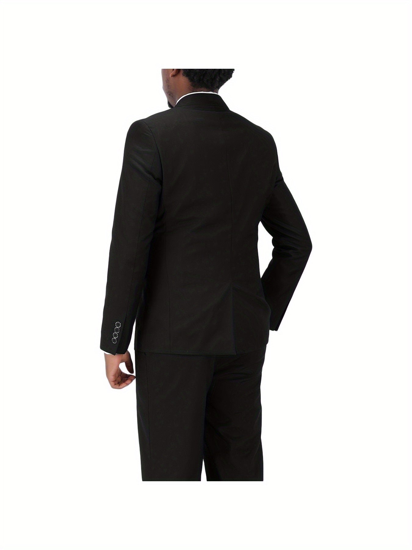 3-Piece Men's Classic Solid Dress Suit Set, One-Button Blazer Jacket.