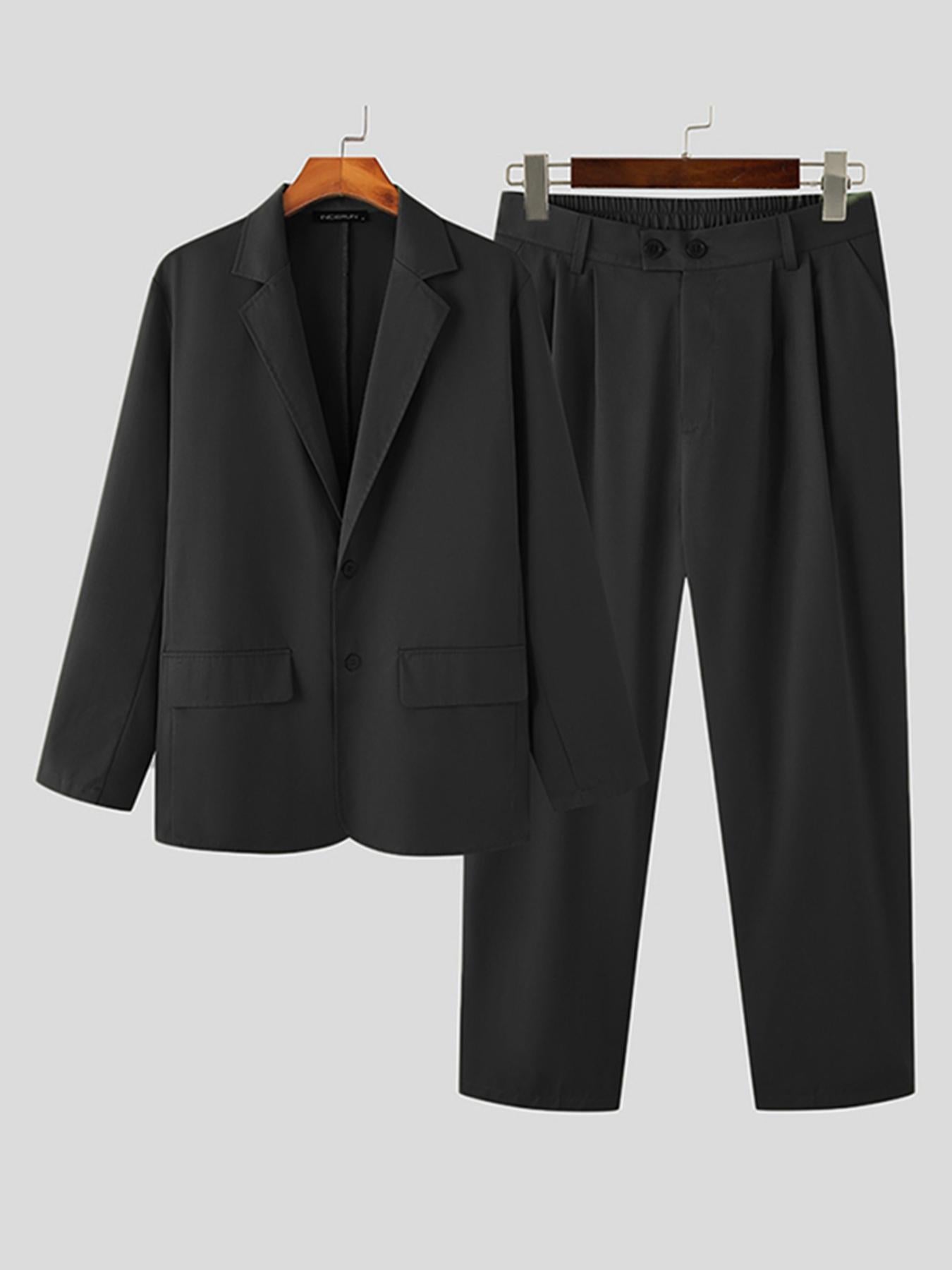 Men's 2pcs Co Ord Set Of Solid Formal Outfits,
