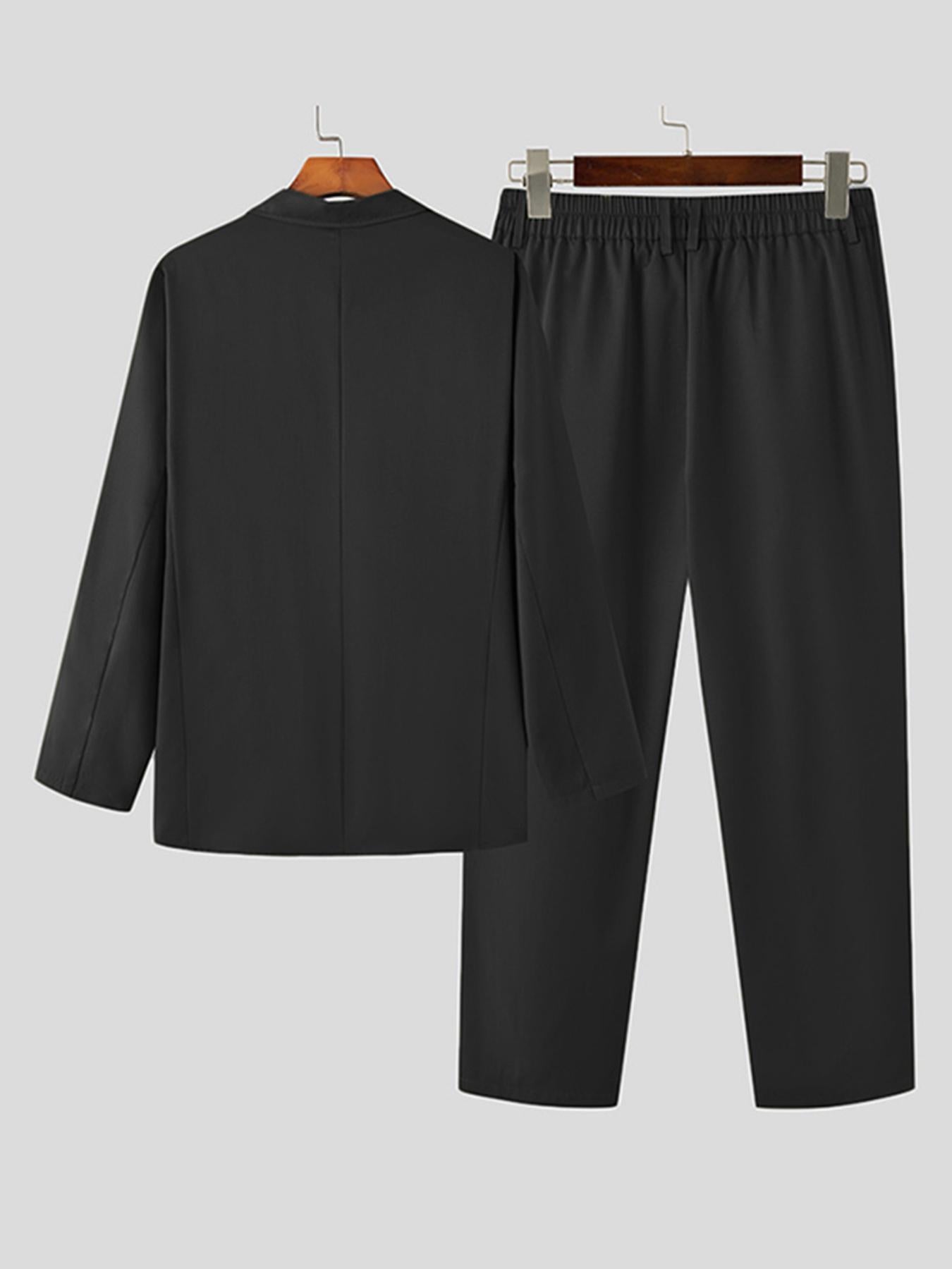 Men's 2pcs Co Ord Set Of Solid Formal Outfits,