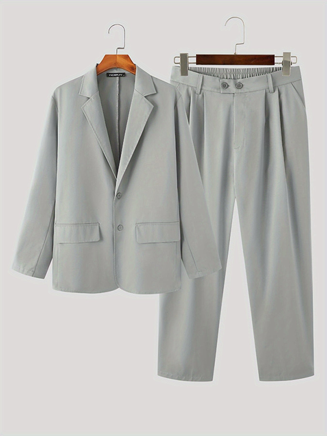Men's 2pcs Co Ord Set Of Solid Formal Outfits,
