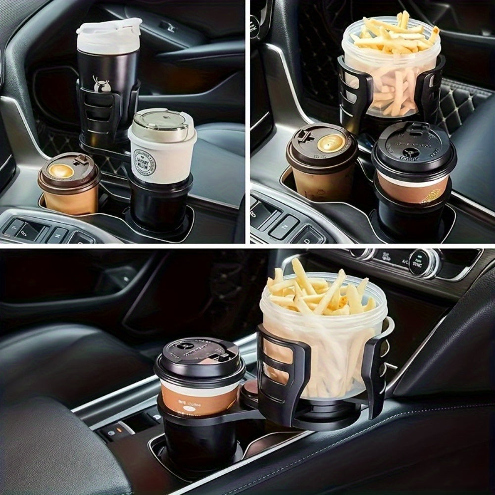 Dual Car Cup Holder Expander with Adjustable Base