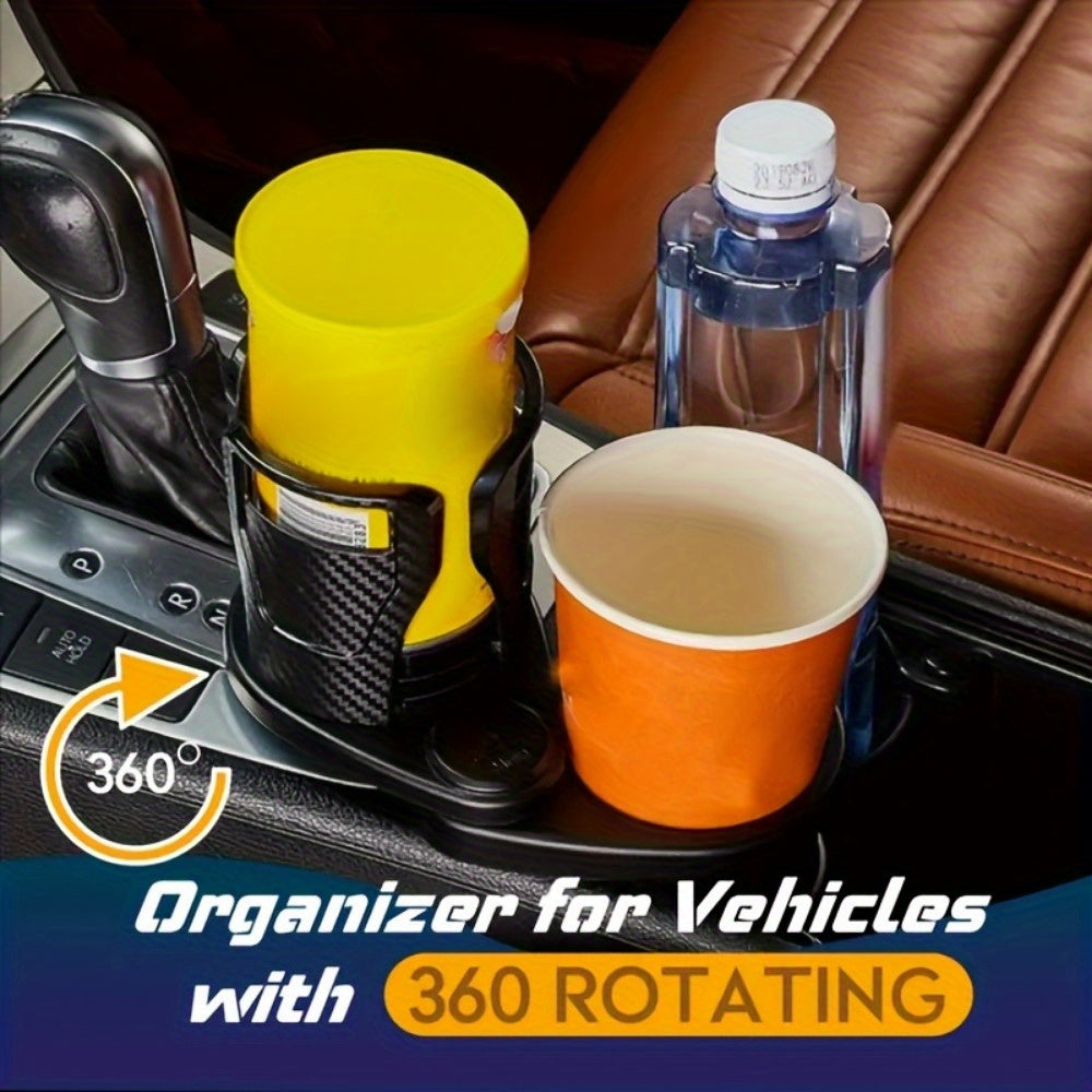 Dual Car Cup Holder Expander with Adjustable Base