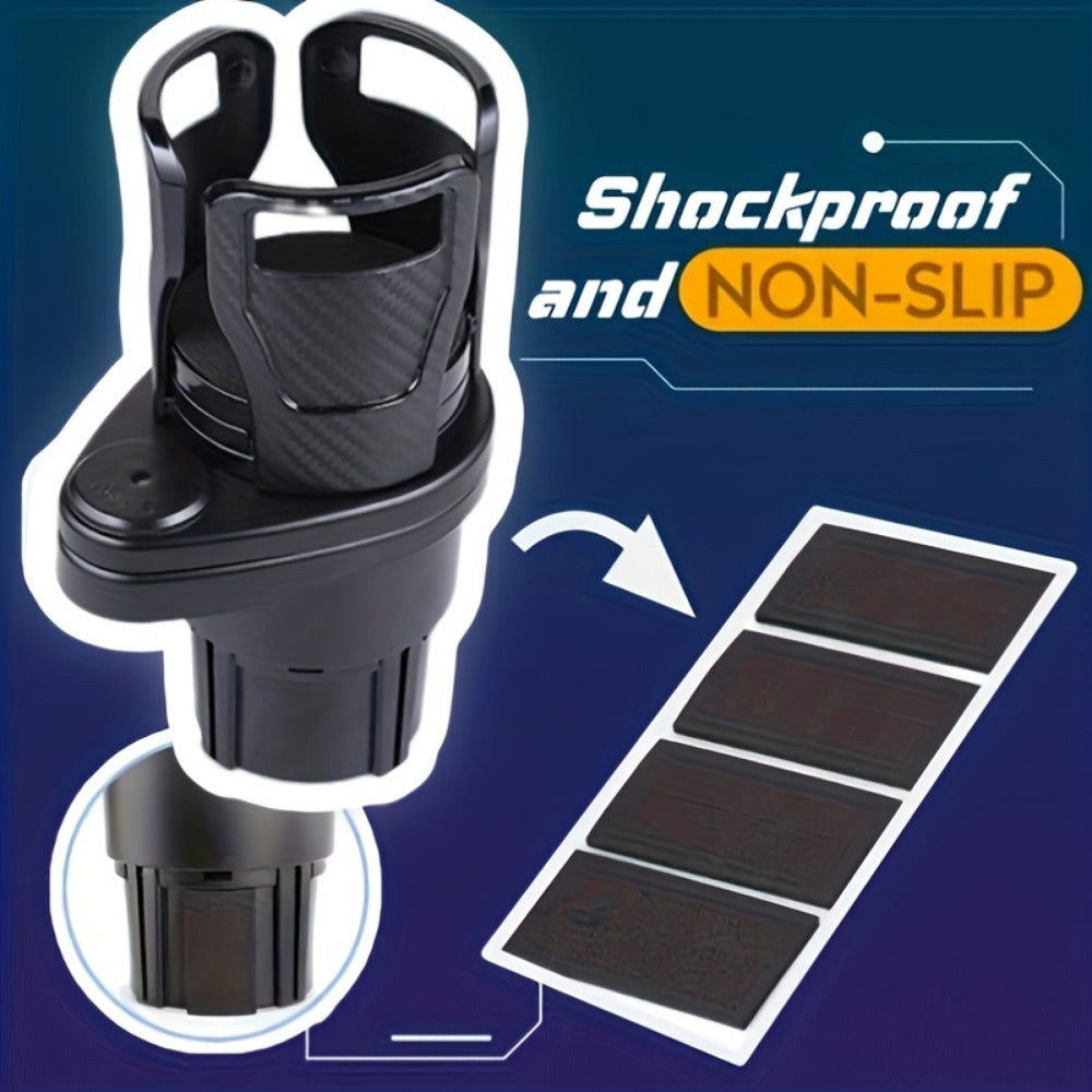 Dual Car Cup Holder Expander with Adjustable Base