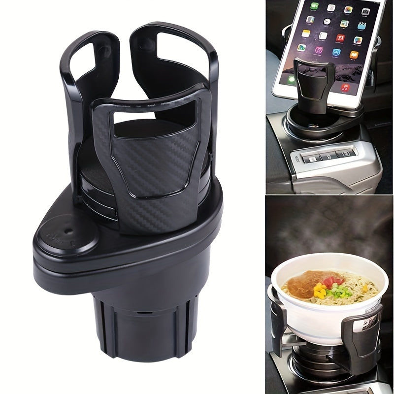Dual Car Cup Holder Expander with Adjustable Base