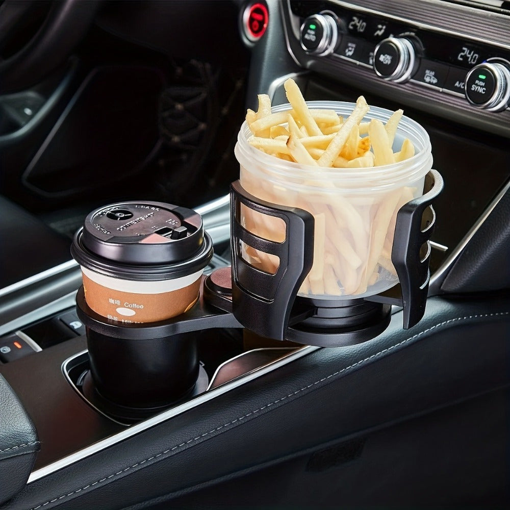 Dual Car Cup Holder Expander with Adjustable Base