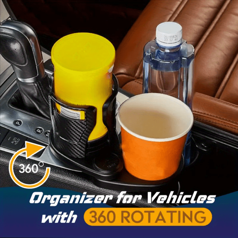 Dual Car Cup Holder Expander with Adjustable Base