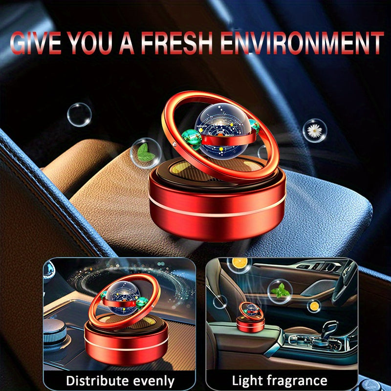 Solar-Powered Rotating Car Air Freshener with Metal Casing