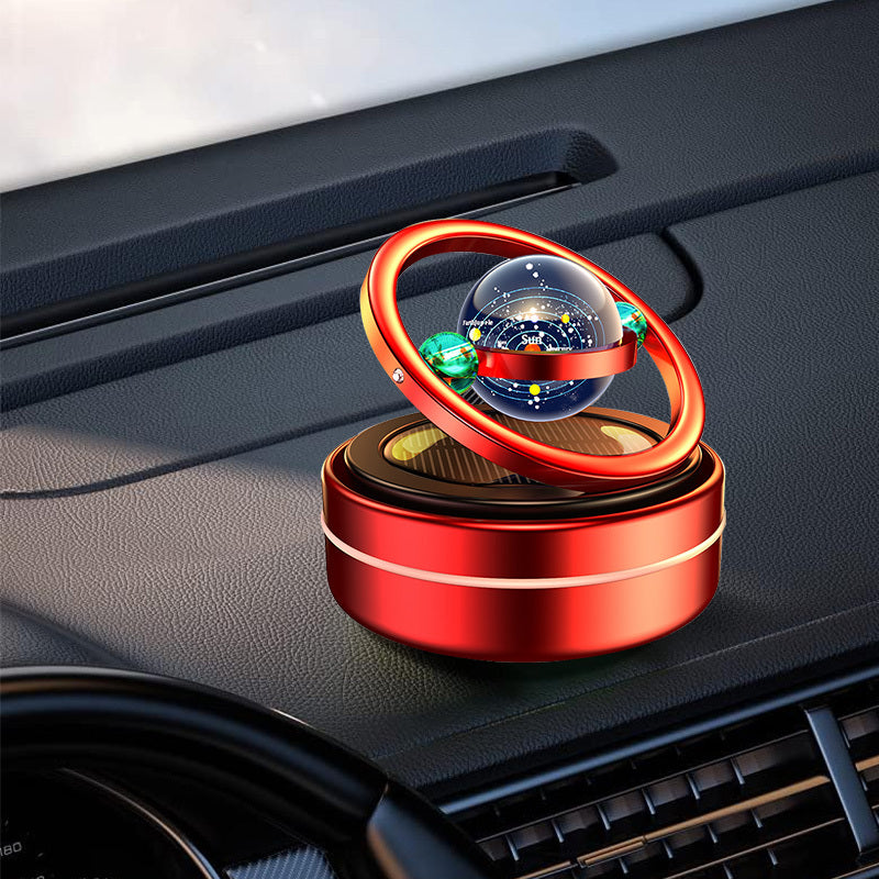 Solar-Powered Rotating Car Air Freshener with Metal Casing