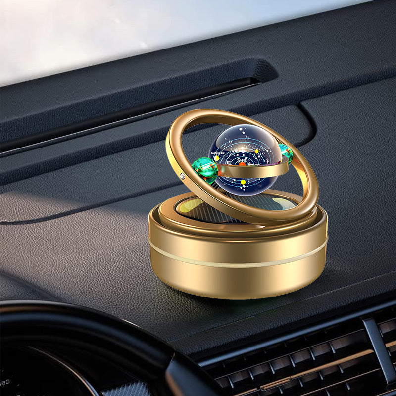 Solar-Powered Rotating Car Air Freshener with Metal Casing