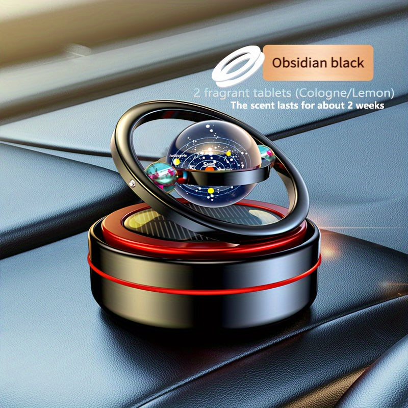 Solar-Powered Rotating Car Air Freshener with Metal Casing