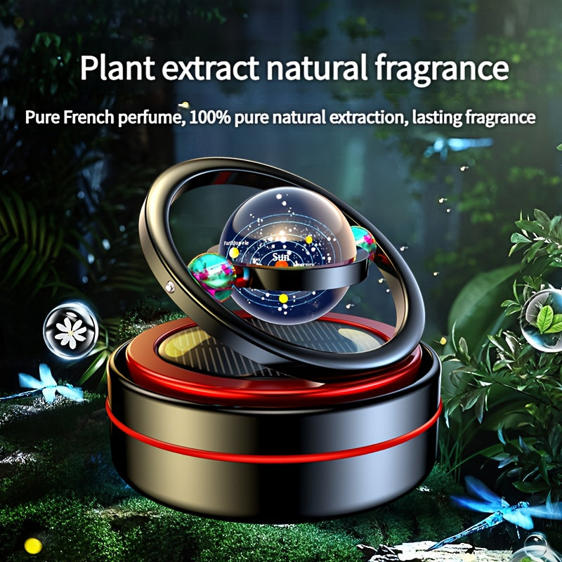 Solar-Powered Rotating Car Air Freshener with Metal Casing