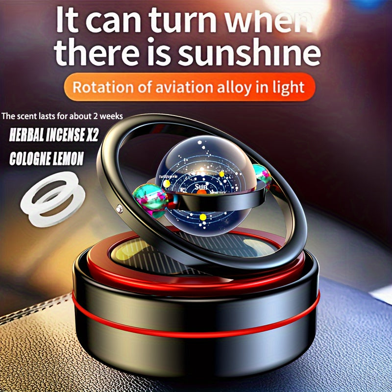 Solar-Powered Rotating Car Air Freshener with Metal Casing