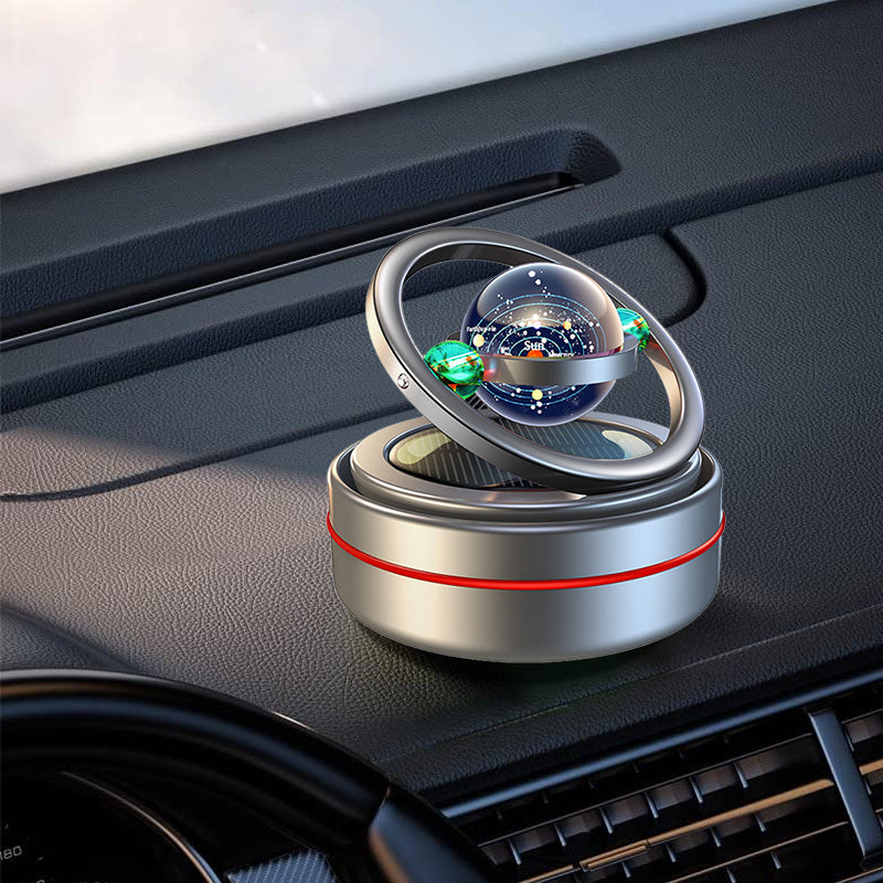 Solar-Powered Rotating Car Air Freshener with Metal Casing