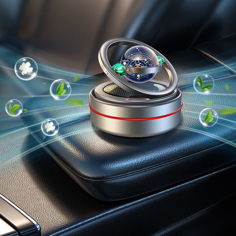 Solar-Powered Rotating Car Air Freshener with Metal Casing