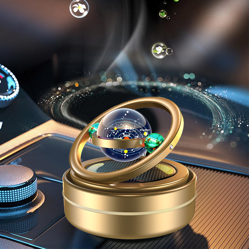 Solar-Powered Rotating Car Air Freshener with Metal Casing