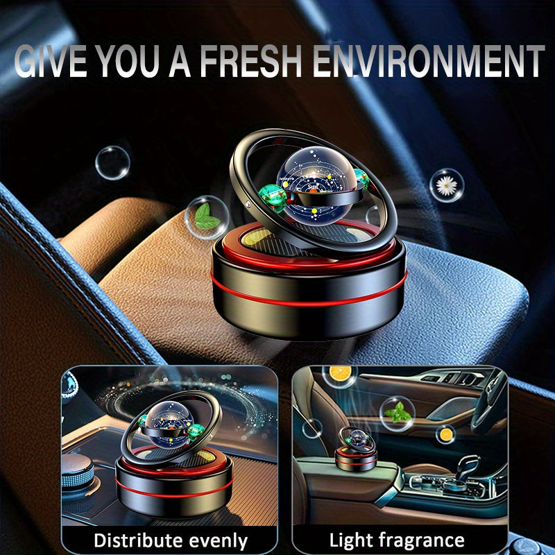 Solar-Powered Rotating Car Air Freshener with Metal Casing