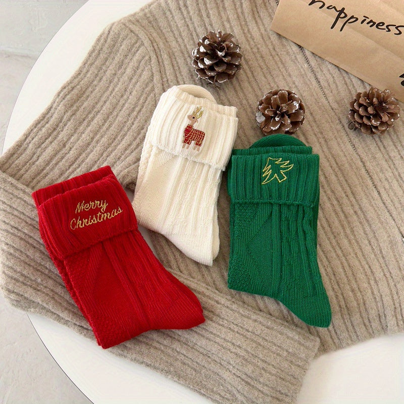 3pcs Festive Christmas Socks Gift Set -/MH