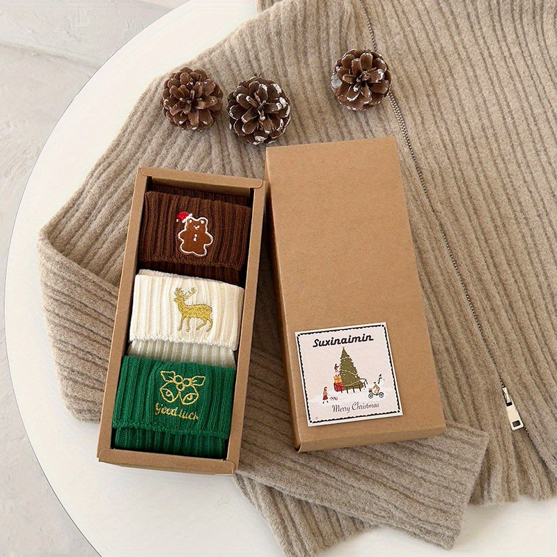 3pcs Festive Christmas Socks Gift Set -/MH