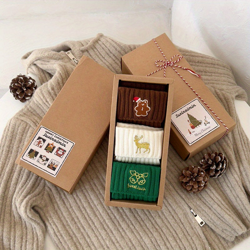 3pcs Festive Christmas Socks Gift Set -/MH