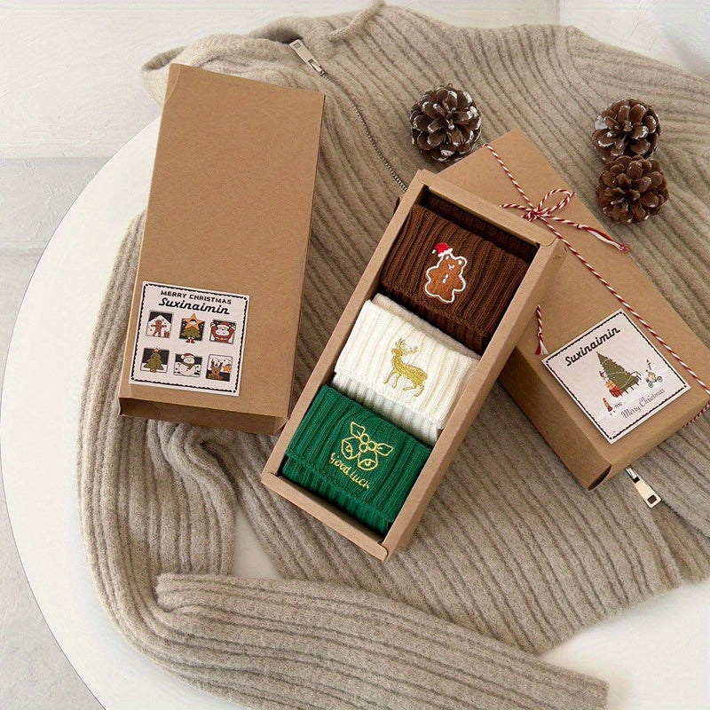 3pcs Festive Christmas Socks Gift Set -/MH