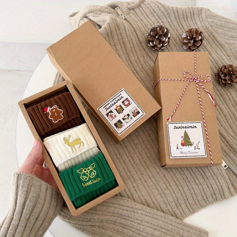 3pcs Festive Christmas Socks Gift Set -/MH