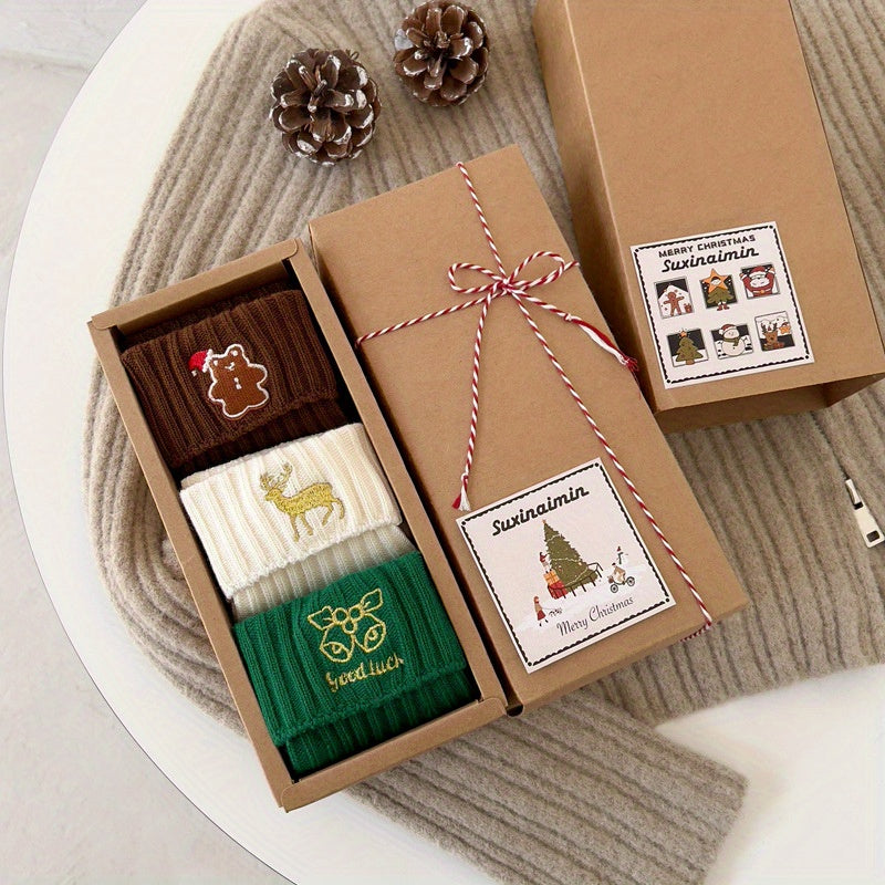 3pcs Festive Christmas Socks Gift Set -/MH