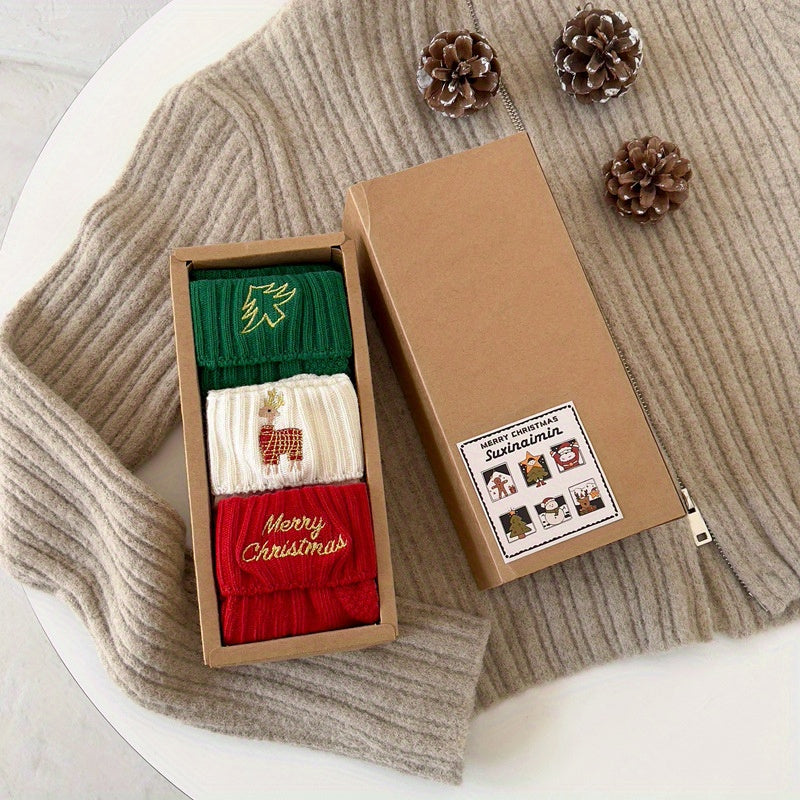 3pcs Festive Christmas Socks Gift Set -/MH