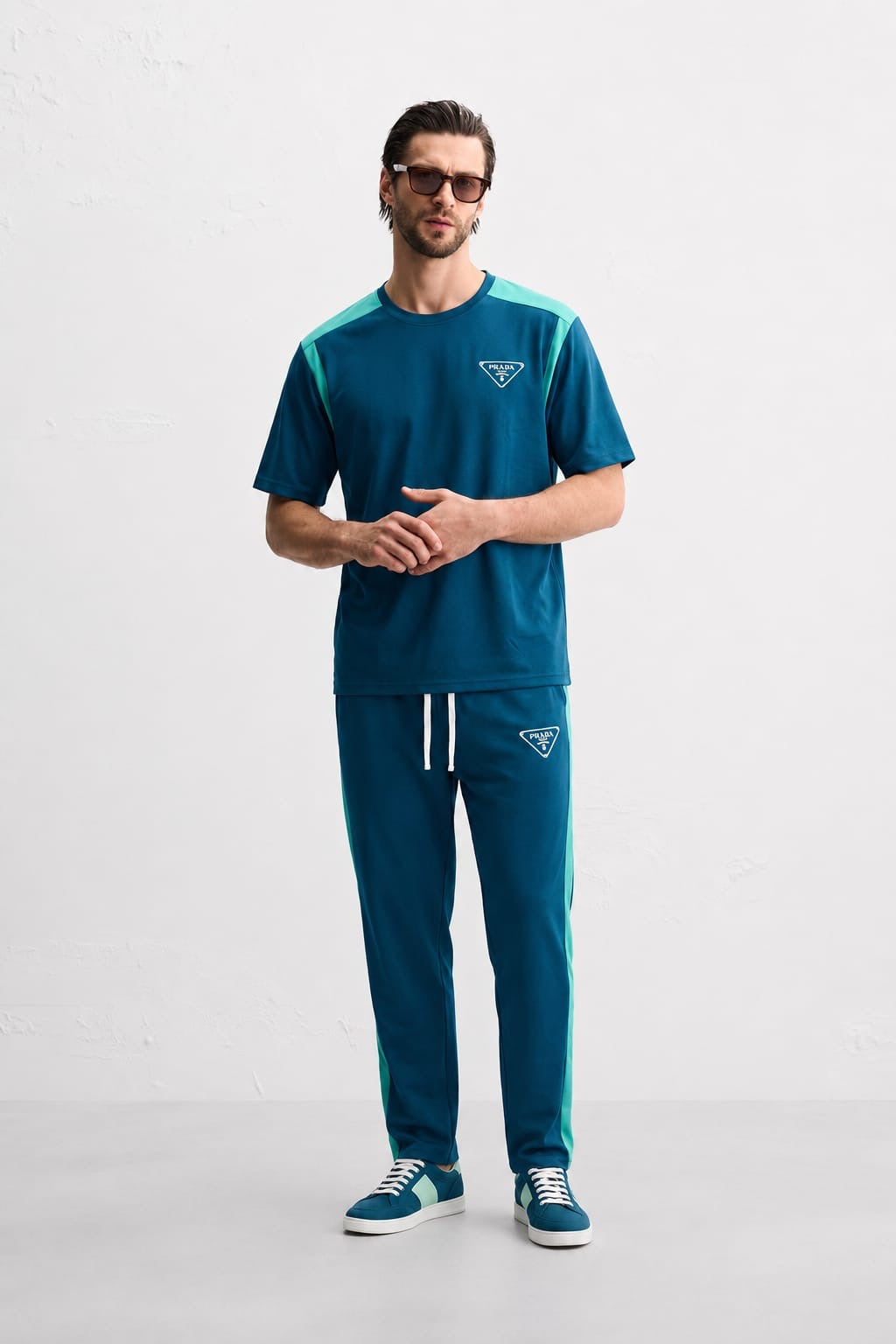 Men’s Oversized Multi-Color Casual Tracksuit Set Contrast Tee + Joggers | Sizes M-XXL | MH