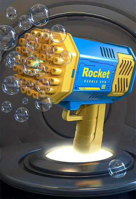 40-hole electric bubble Machine Handheld Gatling Automatic Bubble Gun Children's Portable Outdoor Party Toy LED Light Hair Dryer, As Halloween, Chrismas Gift ( without bubble liquid and battery)
