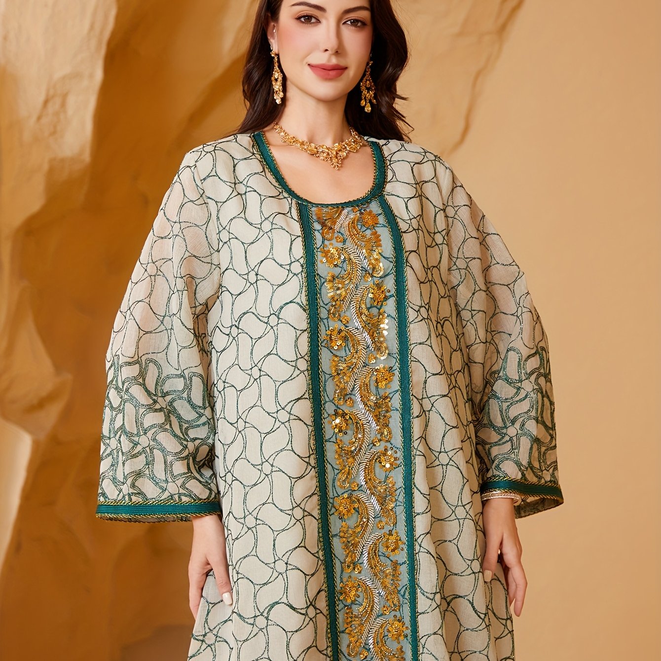 Elegant Middle Eastern Style Jalabiya Dress for Women -./MH