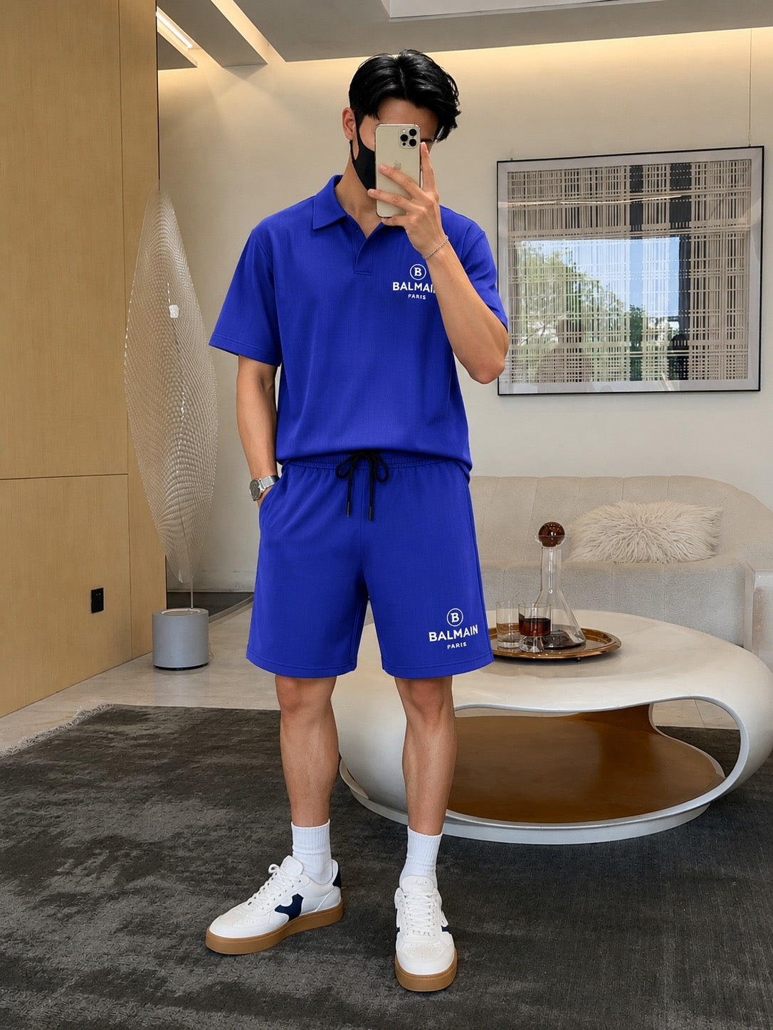 Men’s Polo Shirt & Shorts Co-ord Set | Matching Loungewear Tracksuit | Black Grey Navy White More Color | Sizes M–XXL | MH
