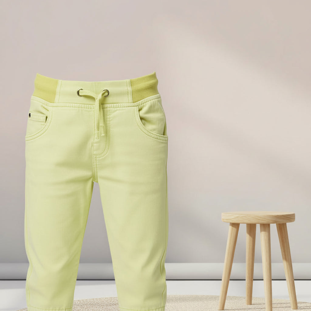 Kids Lemon Yellow Chinos Striped Tie Waist Boys | Sizes 1-6 Years | MH