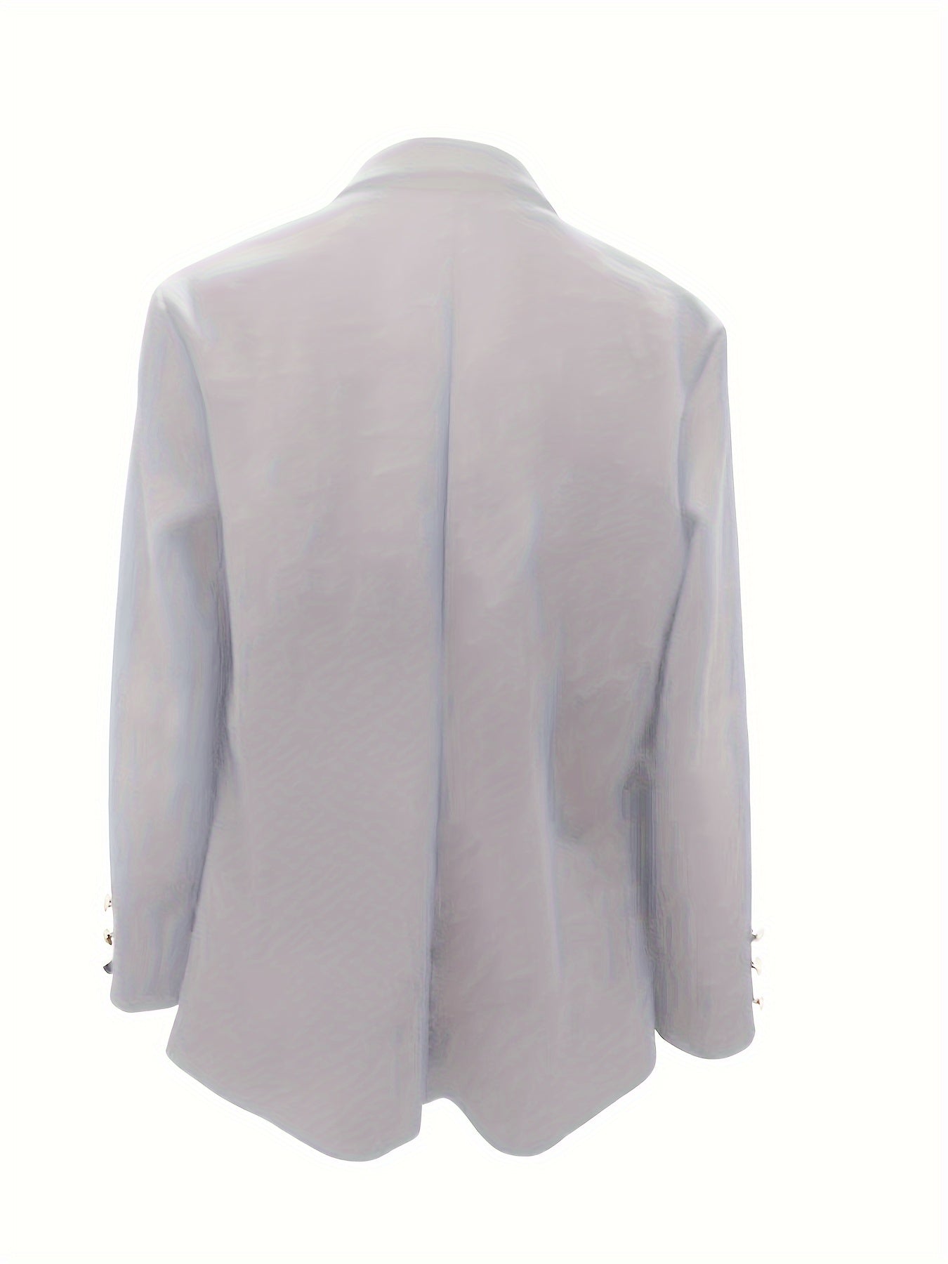 Solid Open Front Lapel Blazer, Elegant Button Decor Long Sleeve Blazer.
