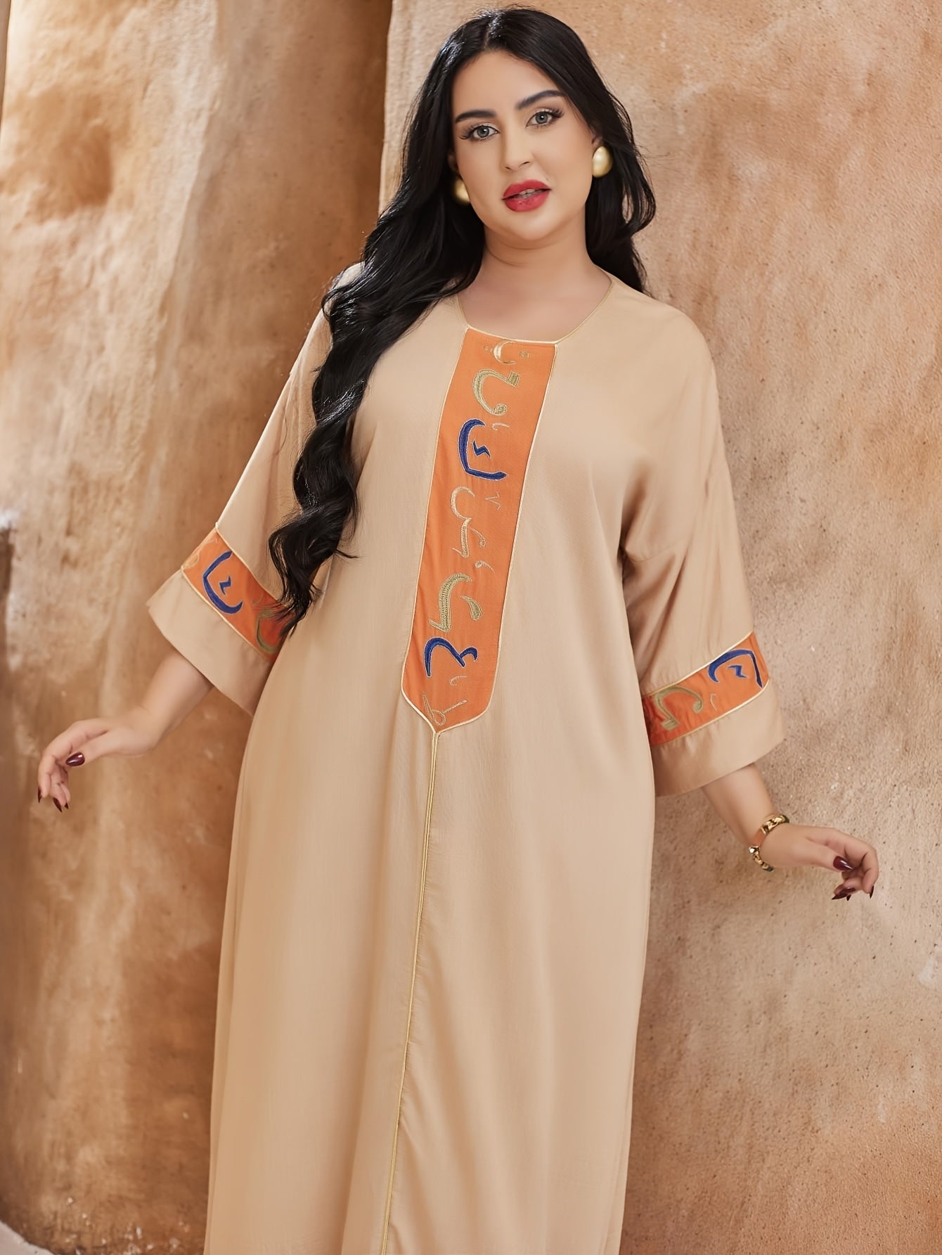 Elegant JALABIA Arabic Women'S Embroidered Dress - /MH