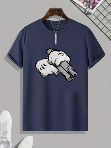 Be Loaded Cartoon Print Men's Crew Neck Short Sleeve T-shirt