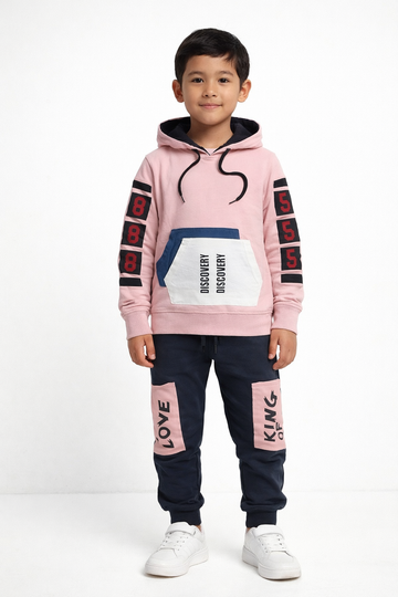 Kids Discovery Graphic Hoodie & Jogger Tracksuit Set |MH Size (4-14Years)