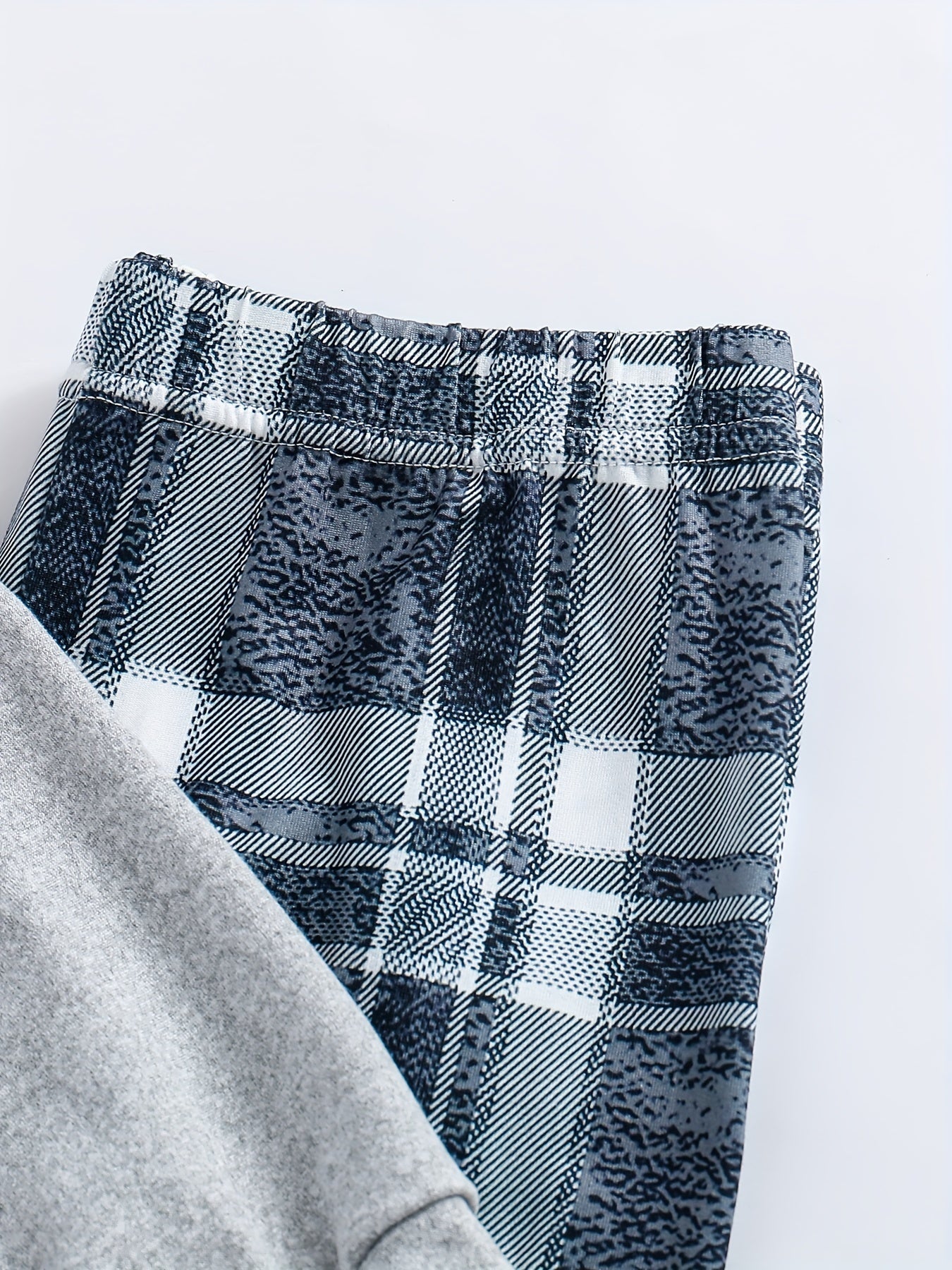 2pcs Plaid Pattern Pajamas For Kids, Pocket Front Long Sleeve Top & Pants Set,