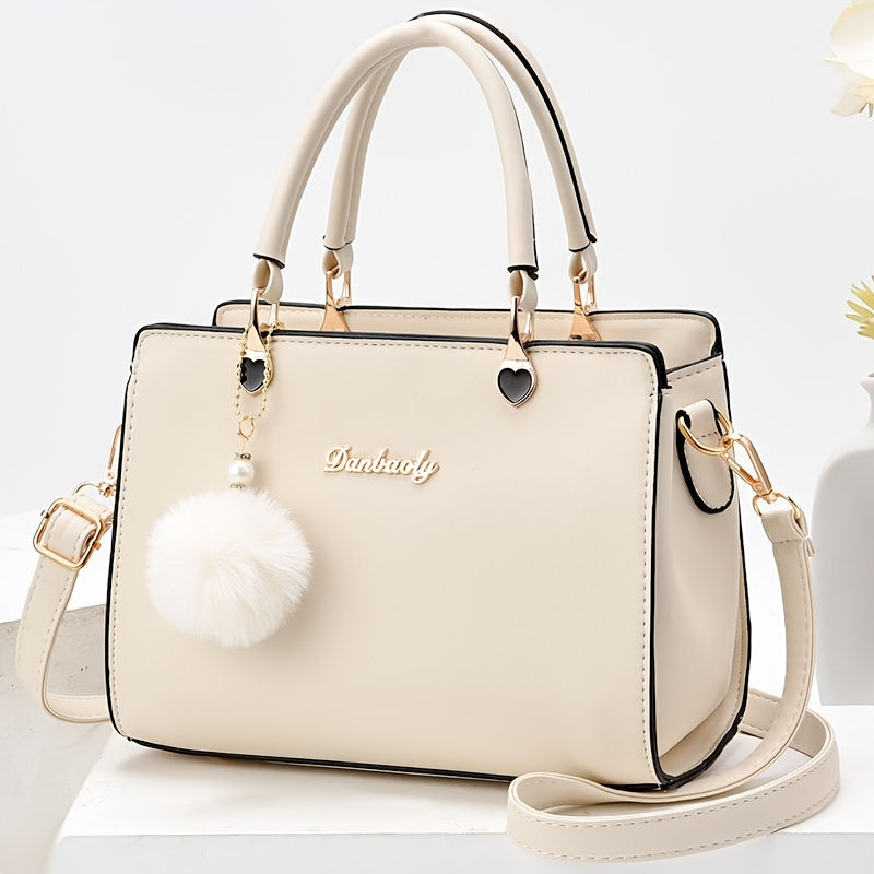 Letter Decor Satchel Bag, Stylish Top Handle Purse,