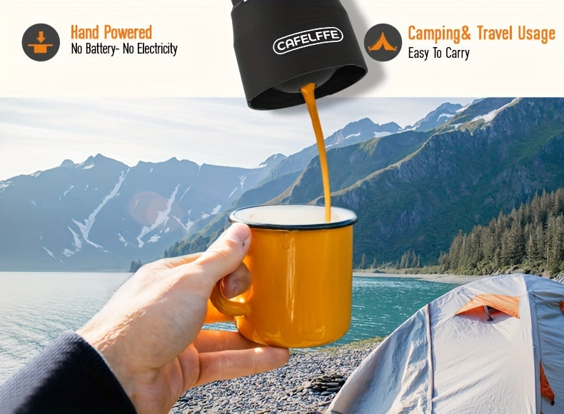 Cafelffe 3in 1 Portable Coffee Machine Manual Capsule Espresso Machine Non-heating, Non-electric, Suitable for Nespresso Capsules, Dolce Gusto Capsules and Grind Coffee, Suitable for Car, Travel, Office, Camping and Hiking, T